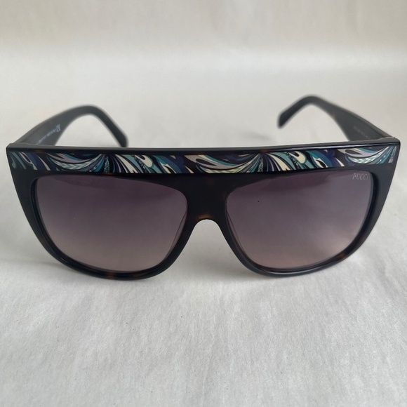 Emilio Pucci EP0008 Italy Shield Sunglasses Havana Gradient Smoke Abstract Print - Picture 13 of 14